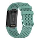 For Fitbit Charge 6 Solid Color Breathable Sports Silicone Watch Band(Pine Green) - 2