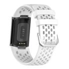 For Fitbit Charge 5 Solid Color Breathable Sports Silicone Watch Band(White) - 2
