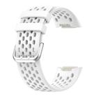 For Fitbit Charge 5 Solid Color Breathable Sports Silicone Watch Band(White) - 3