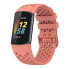 For Fitbit Charge 5 Solid Color Breathable Sports Silicone Watch Band(Pink) - 1
