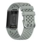 For Fitbit Charge 5 Solid Color Breathable Sports Silicone Watch Band(Gray) - 2