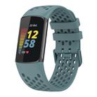 For Fitbit Charge 5 Solid Color Breathable Sports Silicone Watch Band(Blue) - 1