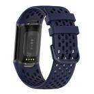 For Fitbit Charge 5 Solid Color Breathable Sports Silicone Watch Band(Dark Blue) - 2