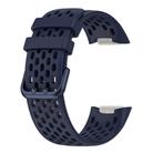 For Fitbit Charge 5 Solid Color Breathable Sports Silicone Watch Band(Dark Blue) - 3