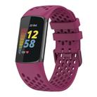 For Fitbit Charge 5 Solid Color Breathable Sports Silicone Watch Band(Wine Red) - 1