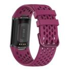 For Fitbit Charge 5 Solid Color Breathable Sports Silicone Watch Band(Wine Red) - 2
