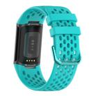 For Fitbit Charge 5 Solid Color Breathable Sports Silicone Watch Band(Teal Green) - 2