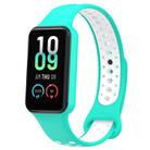 For Xiaomi Smart Band 8 Active Dual Color Breathable Sports Silicone Watch Band(Cyan White) - 1