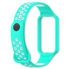 For Xiaomi Smart Band 8 Active Dual Color Breathable Sports Silicone Watch Band(Cyan White) - 3