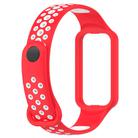 For Xiaomi Smart Band 8 Active Dual Color Breathable Sports Silicone Watch Band(Red White) - 3