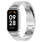 For Xiaomi Smart Band 8 Active Three Bead Stainless Steel Watch Band + Watch Metal Frame(Silver) - 1