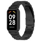 For Xiaomi Smart Band 8 Active Three Bead Stainless Steel Watch Band + Watch Metal Frame(Black) - 1