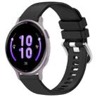 For Garmin Vivoactive 5 Liquid Glossy Silver Buckle Silicone Watch Band(Black) - 1