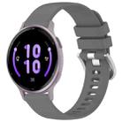 For Garmin Active5 Liquid Glossy Silver Buckle Silicone Watch Band(Gray) - 1