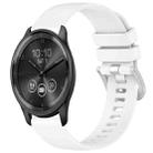 For Garmin VivoMove Trend Liquid Glossy Silver Buckle Silicone Watch Band(White) - 1