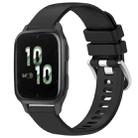 For Garmin Venu SQ2 Liquid Glossy Silver Buckle Silicone Watch Band(Black) - 1