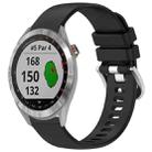 For Garmin Approach S40 Liquid Glossy Silver Buckle Silicone Watch Band(Black) - 1