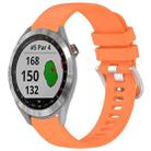 For Garmin Approach S40 Liquid Glossy Silver Buckle Silicone Watch Band(Orange) - 1