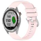 For Garmin Approach S40 Liquid Glossy Silver Buckle Silicone Watch Band(Pink) - 1