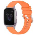 For Garmin Venu / Venu SQ Liquid Glossy Silver Buckle Silicone Watch Band(Orange) - 1