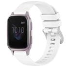 For Garmin Venu / Venu SQ Liquid Glossy Silver Buckle Silicone Watch Band(White) - 1