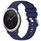 For Garmin Vivomove3 / Garminmove3 Liquid Glossy Silver Buckle Silicone Watch Band(Dark Blue) - 1