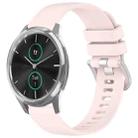 For Garmin VivoMove Luxe / Garminmove Luxe Liquid Glossy Silver Buckle Silicone Watch Band(Pink) - 1