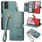 For Samsung Galaxy A14 4G Love Zipper Lanyard Leather Phone Case(Green) - 1