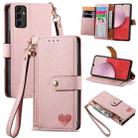 For Samsung Galaxy A14 4G Love Zipper Lanyard Leather Phone Case(Pink) - 1