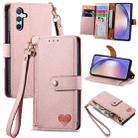 For Samsung Galaxy S21 FE 5G Love Zipper Lanyard Leather Phone Case(Pink) - 1