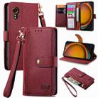 For Samsung Galaxy Xcover 7 Love Zipper Lanyard Leather Phone Case(Red) - 1