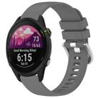 For Garmin Forerunner 255S Music / 255S Liquid Glossy Silver Buckle Silicone Watch Band(Gray) - 1