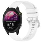 For Garmin Forerunner 255S Music / 255S Liquid Glossy Silver Buckle Silicone Watch Band(White) - 1