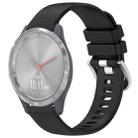 For Garmin Vivomove 3S Liquid Glossy Silver Buckle Silicone Watch Band(Black) - 1