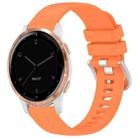 For Garmin Vivoactive 4S Liquid Glossy Silver Buckle Silicone Watch Band(Orange) - 1