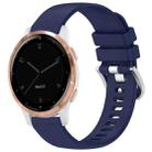 For Garmin Vivoactive 4S Liquid Glossy Silver Buckle Silicone Watch Band(Dark Blue) - 1