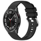 For Samsung Galaxy 6 / 6 Classic Liquid Glossy Silver Buckle Silicone Watch Band(Black) - 1