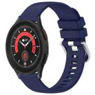 For Samsung Galaxy 5 / 5 Pro Liquid Glossy Silver Buckle Silicone Watch Band(Dark Blue) - 1