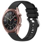 For Samsung Galaxy Watch 3 41mm Liquid Glossy Silver Buckle Silicone Watch Band(Black) - 1