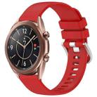 For Samsung Galaxy Watch 3 41mm Liquid Glossy Silver Buckle Silicone Watch Band(Red) - 1