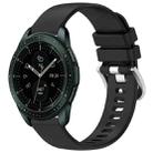 For Samsung Galaxy Watch 42mm Liquid Glossy Silver Buckle Silicone Watch Band(Black) - 1