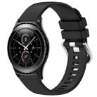 For Samsung Gear S2 Classic Liquid Glossy Silver Buckle Silicone Watch Band(Black) - 1