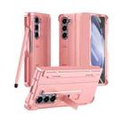 For Samsung Galaxy Z Fold5 5G Diamond Case-film Integral Hinge Shockproof Phone Case with Pen(Pink) - 1