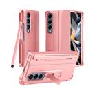 For Samsung Galaxy Z Fold4 Diamond Case-film Integral Hinge Shockproof Phone Case with Pen(Pink) - 1