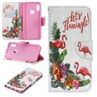 3D Colored Drawing Pattern Horizontal Flip Leather Case for Huawei Y6 / Y6 Pro, with Holder & Card Slots & Wallet(English Flamingo) - 1