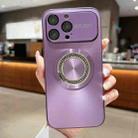 For iPhone 15 Pro Large Window Diamond Magnifier Magnetic Phone Case(Purple) - 1