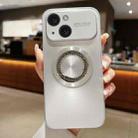 For iPhone 13 Large Window Diamond Magnifier Magnetic Phone Case(Silver) - 1