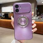 For iPhone 12 Large Window Diamond Magnifier Magnetic Phone Case(Purple) - 1