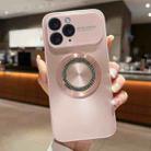 For iPhone 11 Pro Max Large Window Diamond Magnifier Magnetic Phone Case(Pink) - 1