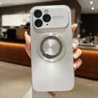 For iPhone 11 Pro Max Large Window Diamond Magnifier Magnetic Phone Case(Silver) - 1